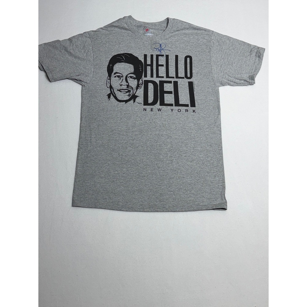 Hanes Hello Deli New York Rupert Jee Graphic T-Shirt Gray Medium Late Show TV